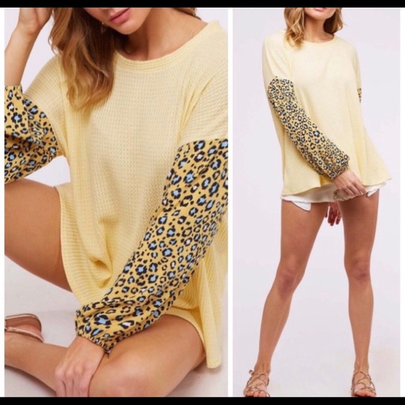 Kala Vella Tops - Deal Sunlight Yellow Leopard Top